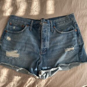 Madewell Blue Jean Shorts Distressed High-Waisted